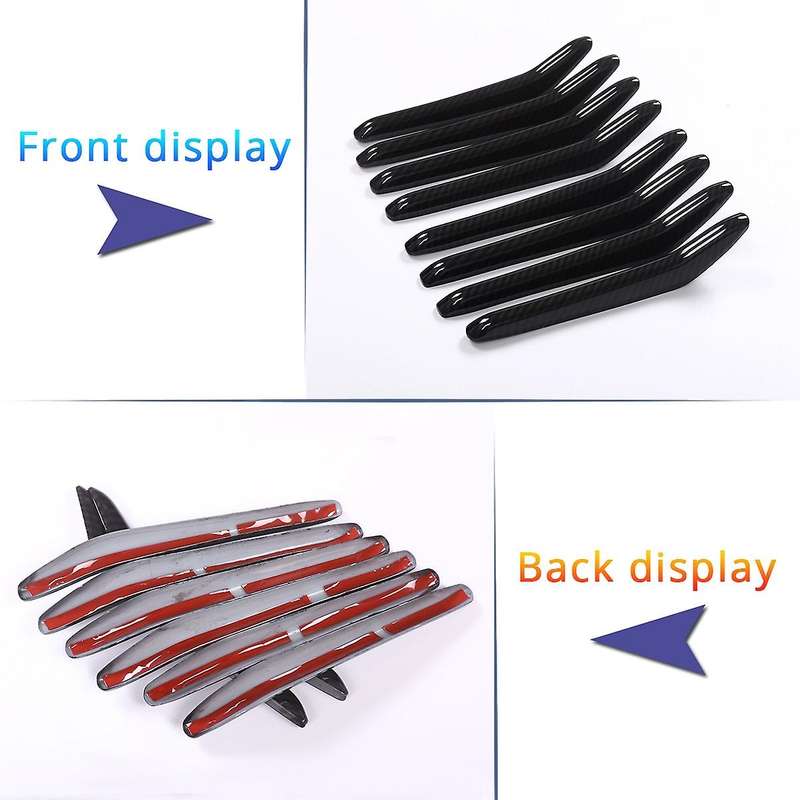 8Pcs Carbon Fiber Front Central Grill Grille Cover Molding Trim for 2016-2019