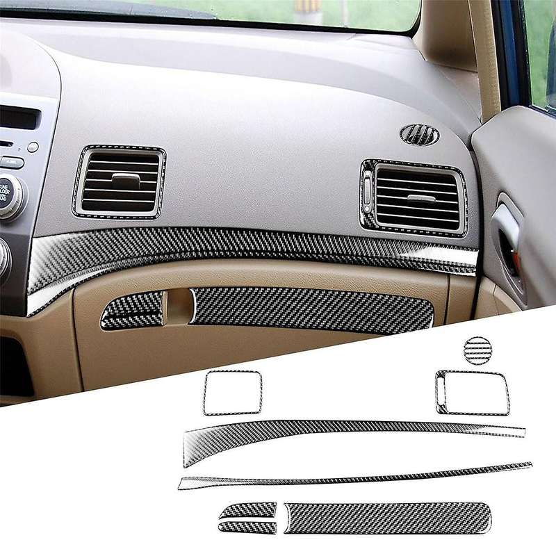8pcs Carbon Fiber Dashboard Panel Trim Cover for 8th Gen 2006-2011