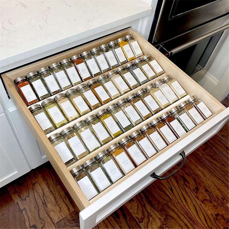 8pcs Clear Acrylic Spice Drawer Organizer,Seasoning Jars Drawers Insert,Kitchen Spice Rack Tray for