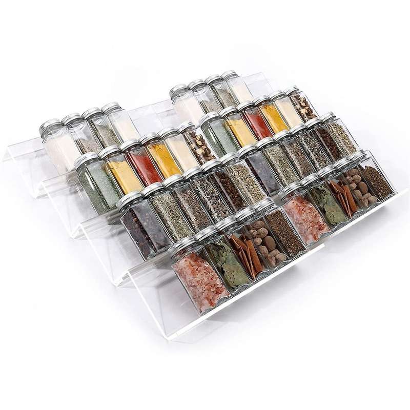 8pcs Clear Acrylic Spice Drawer Organizer,Seasoning Jars Drawers Insert,Kitchen Spice Rack Tray for