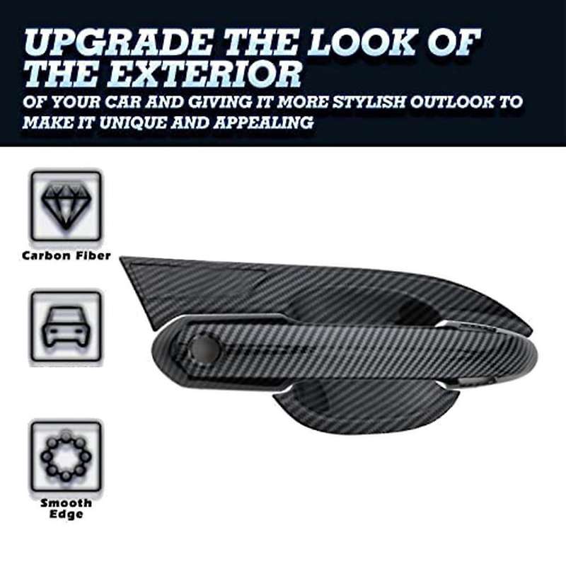 8PCS Carbon Fiber Exterior Door Handle Bowl + Door Handle Cover Trim Kit for 2020-2021