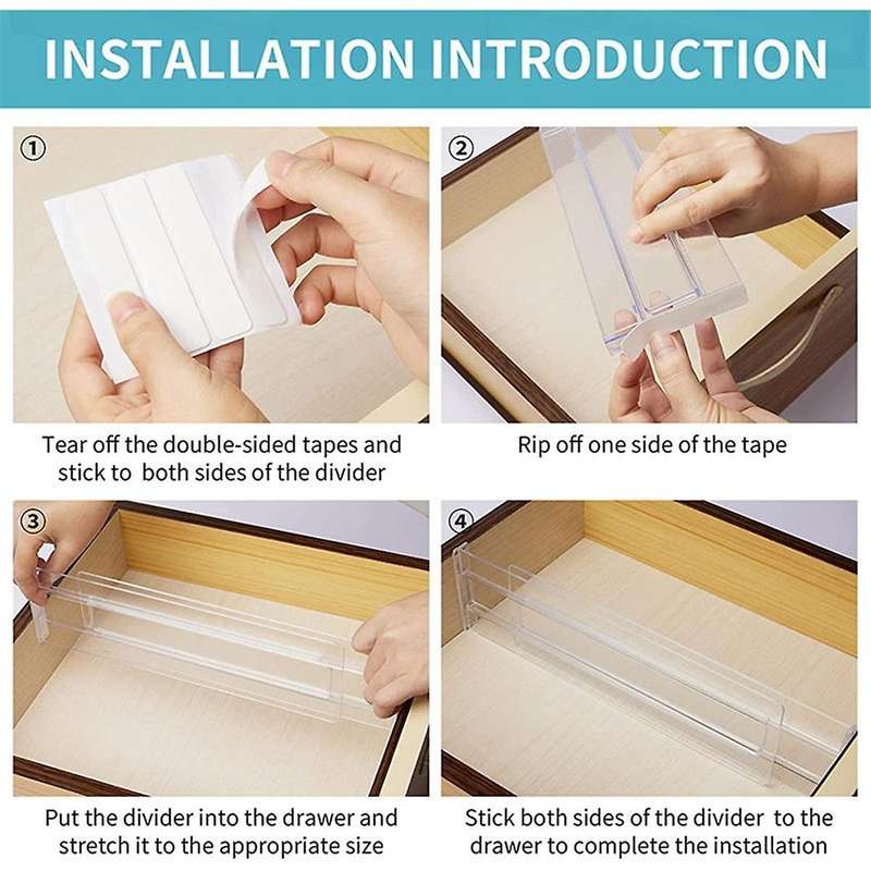 8pcs Drawer Dividers Organizer Adjustable Cabinet Storage Clothes Organizer Drawers Separators Kitch