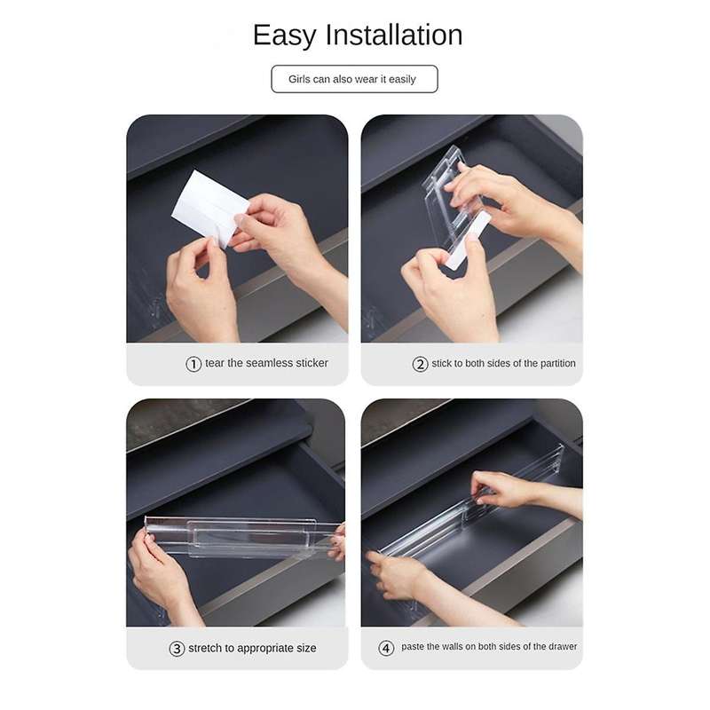 8pcs Drawer Dividers Organizer Adjustable Cabinet Storage Clothes Organizer Drawers Separators Kitch