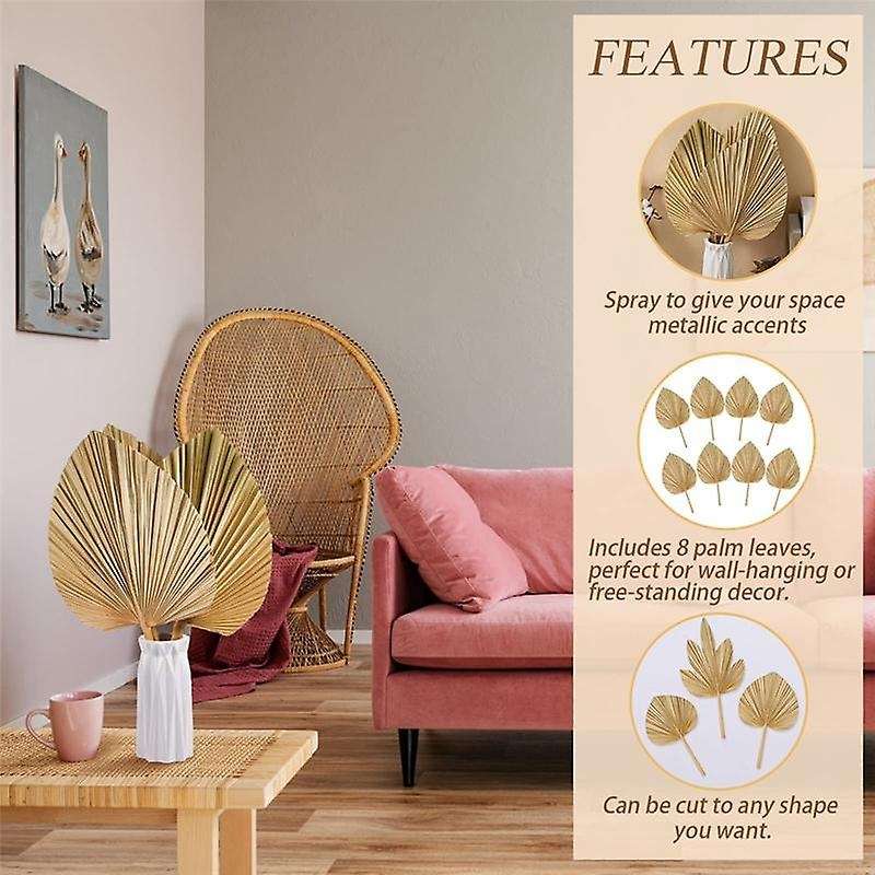 8PCS Dried Palm Leaves Decorations Trimmed Dried Palm Spear Palm Fans Tropical Dried Wedding Flower