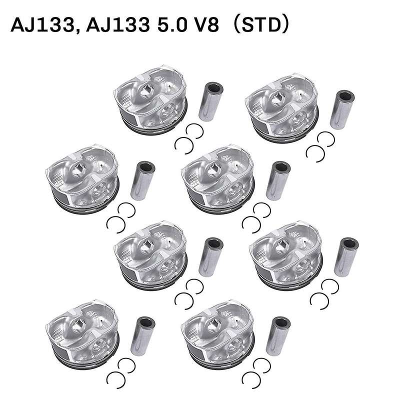 8Pcs Engine Piston W/ Rings for F-Type XFR XF XK XKR XJ XJR LR4 Range AJ133 / AJ133 5.0 V8(STD)