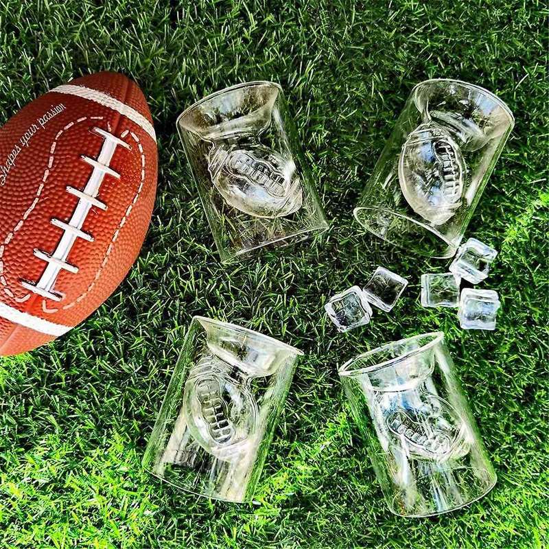 8PCS Football Reversible Shot Glasses with 3D Relief Football Ball Shape Inside