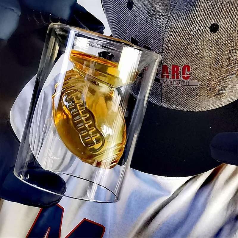 8PCS Football Reversible Shot Glasses with 3D Relief Football Ball Shape Inside