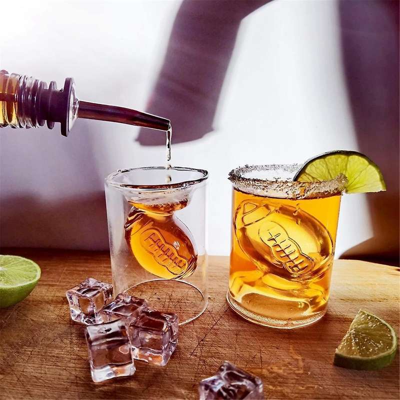 8PCS Football Reversible Shot Glasses with 3D Relief Football Ball Shape Inside