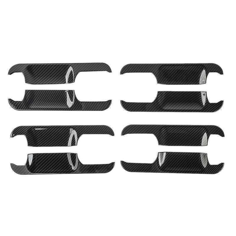 8Pcs Exterior Door Handle Bowl Trim Cover Decor for 2015-2019 Carbon Fiber Grain