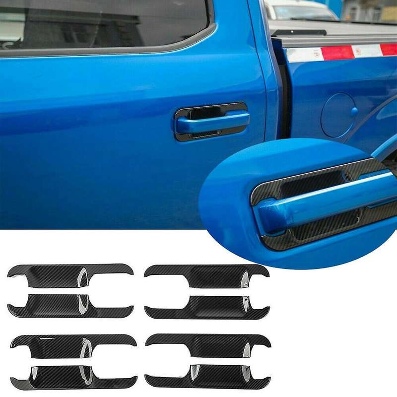8Pcs Exterior Door Handle Bowl Trim Cover Decor for 2015-2019 Carbon Fiber Grain