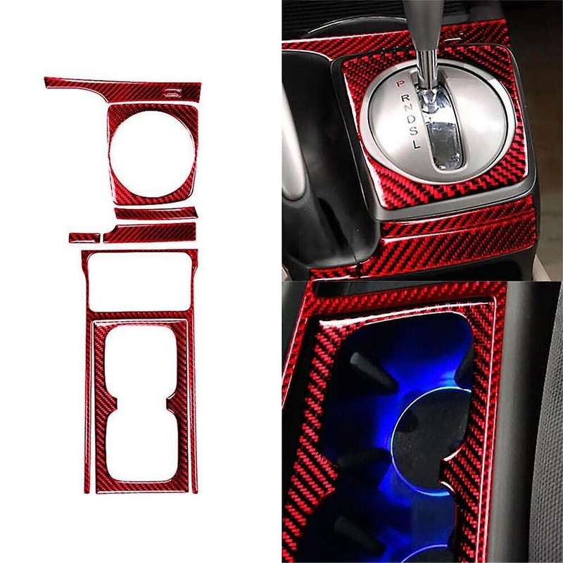 8pcs for 06-11 Red Carbon Fiber Automatic Gear Shift Cover Trim Set
