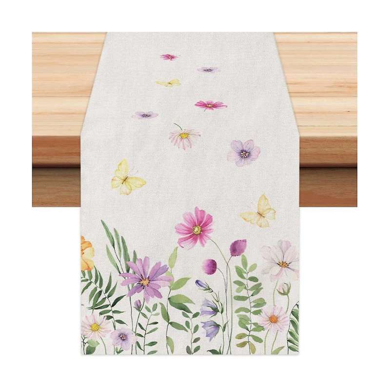 8pcs Flower Butterfly Spring Table Runner, Seasonal Summer Kitchen Table Decoration Indoor Holiday