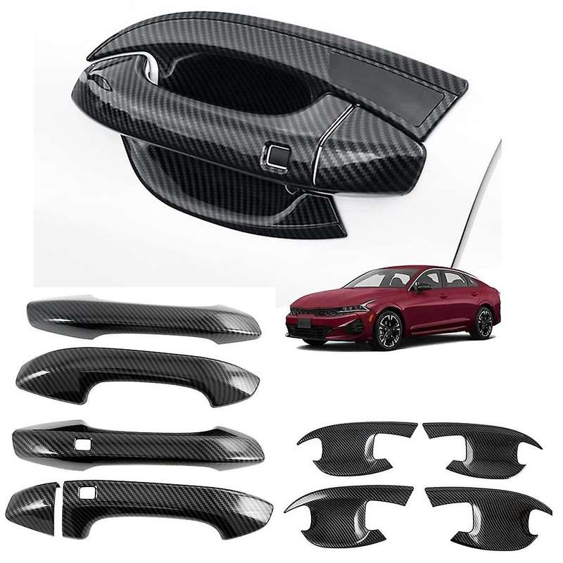 8PCS for K5 2020 2021 2022 Carbon Fiber Door Handle Bowl Cover Trim Exterior Accessories with Smart