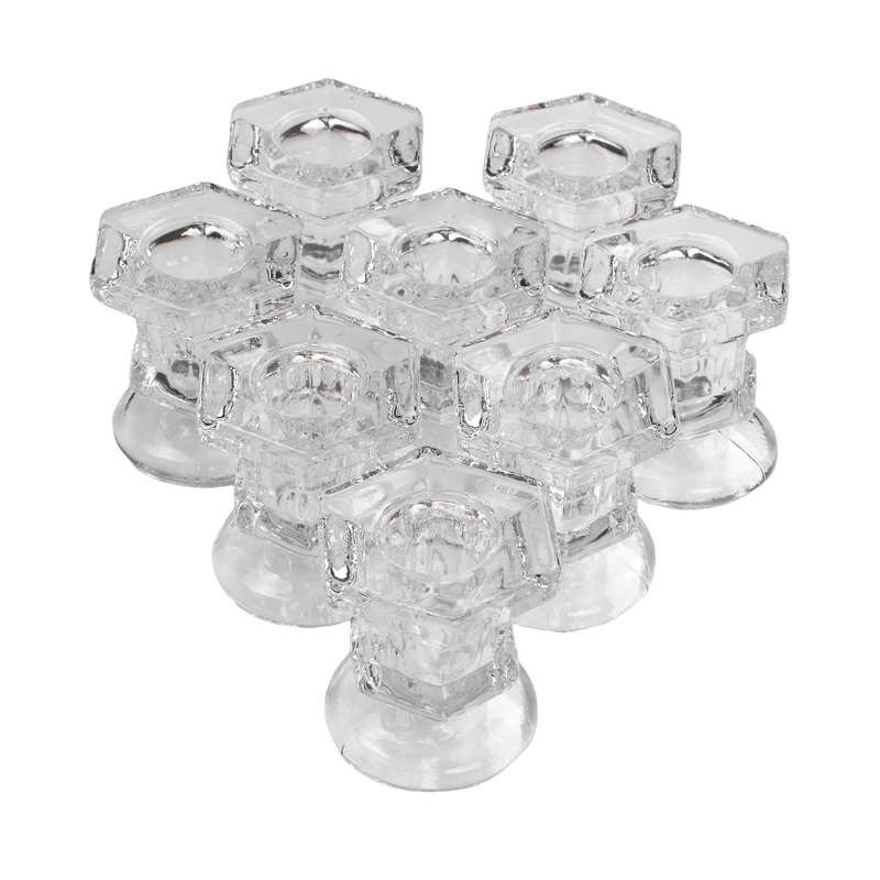 8pcs Glass Candle Holders Wedding Candlestick Fine Transparent Crystal Glass Candle Stand Dining