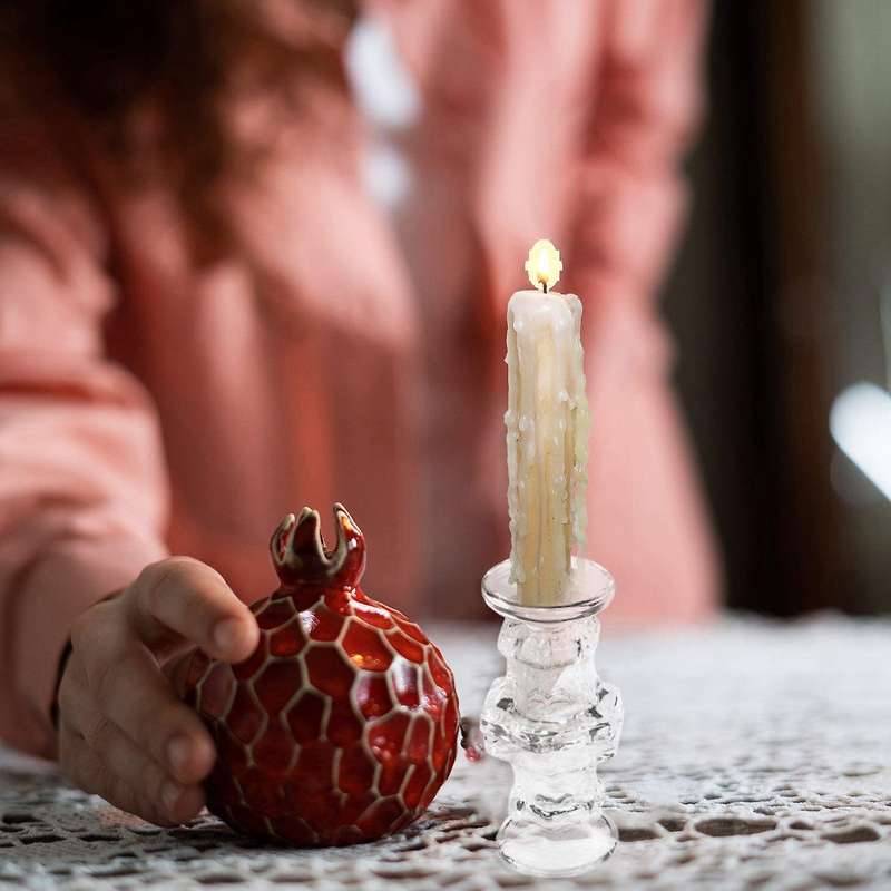 8pcs Glass Candle Holders Wedding Candlestick Fine Transparent Crystal Glass Candle Stand Dining