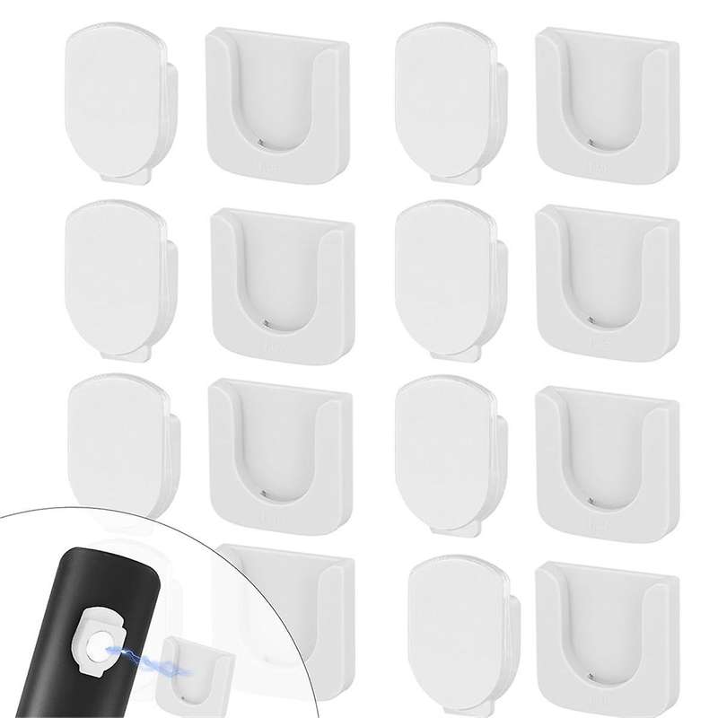 8Pcs Magnetic Remote Control Holder, Self-Adhesive White Remote Holder Wall Mount Slot Design Remot