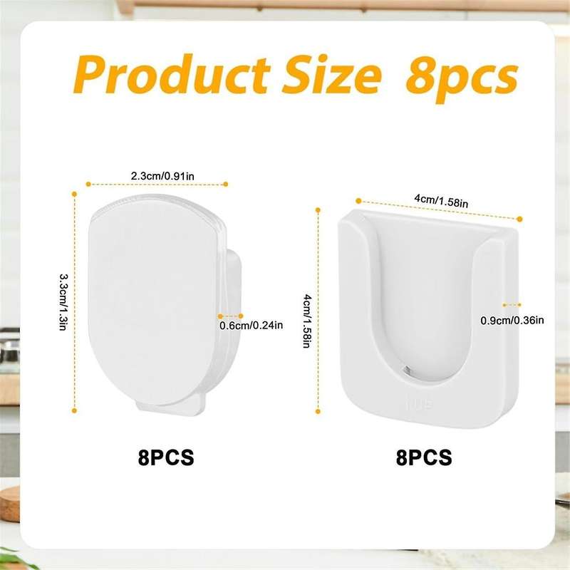 8Pcs Magnetic Remote Control Holder, Self-Adhesive White Remote Holder Wall Mount Slot Design Remot
