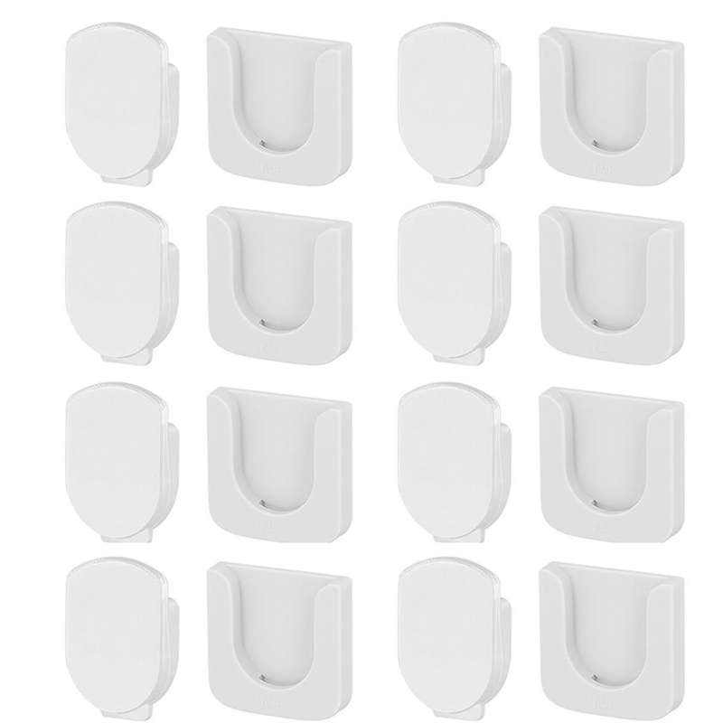 8Pcs Magnetic Remote Control Holder, Self-Adhesive White Remote Holder Wall Mount Slot Design Remot