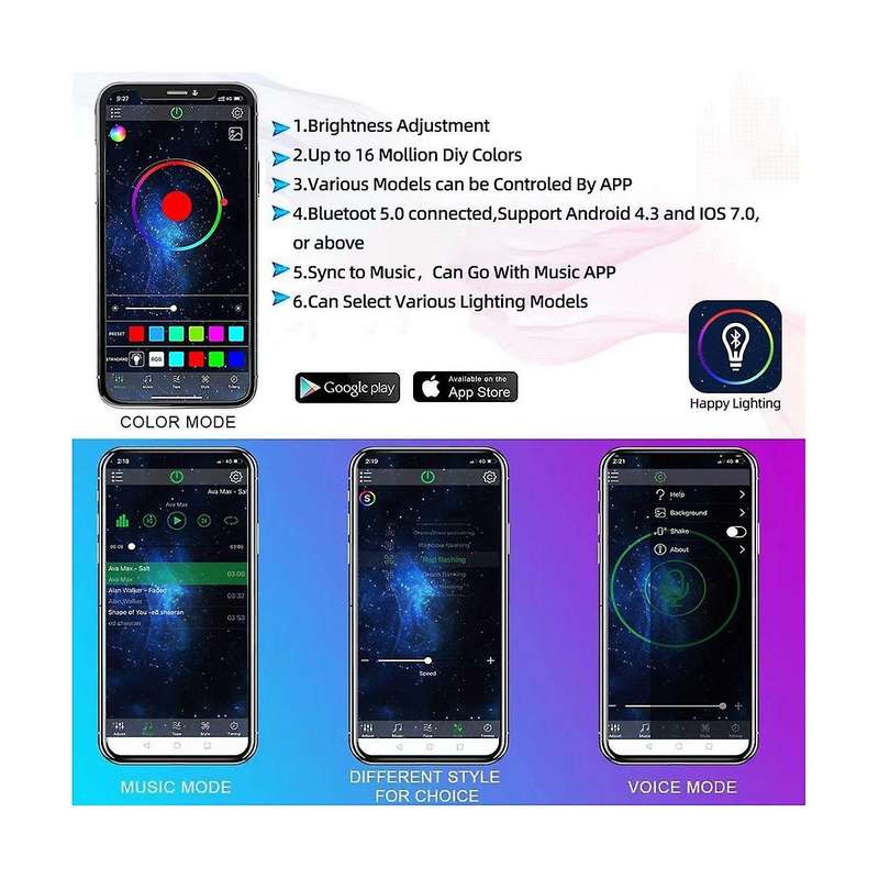 8pcs Motorcycle Underglow Led Light Kit, App Control Multicolor Motorcycle Led Light Kit Rgb Strips