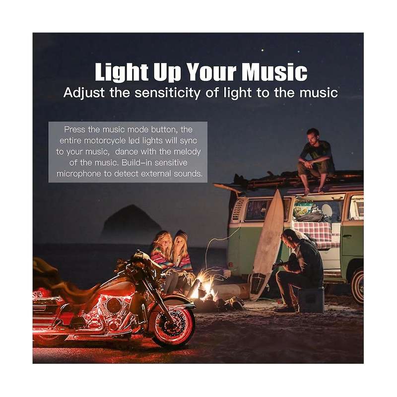 8pcs Motorcycle Underglow Led Light Kit, App Control Multicolor Motorcycle Led Light Kit Rgb Strips