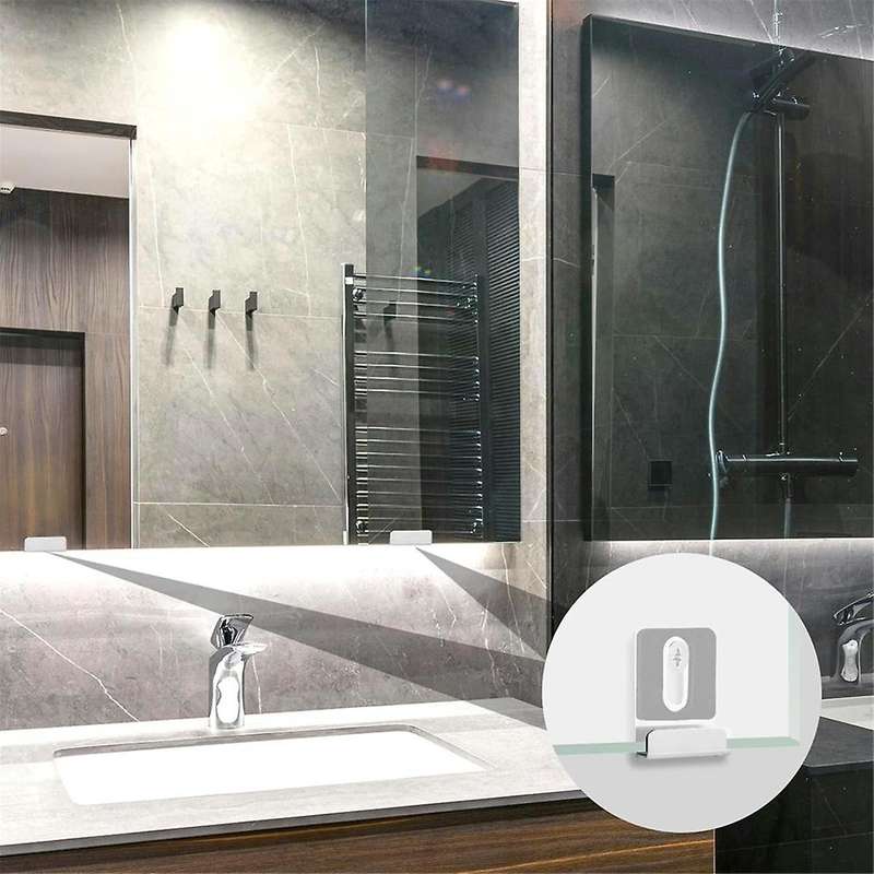 8pcs Metal Mirror Holder Kit, Mirror Clips with Screws Rubber Pads Mirror Hooks Heavy Duty Mirror Ha