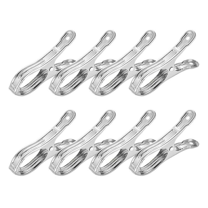 8Pcs Metal ClothesPins,Row Cover Clips Stainless Steel Pool Towel Clips,Chair Clips for Beach Towels