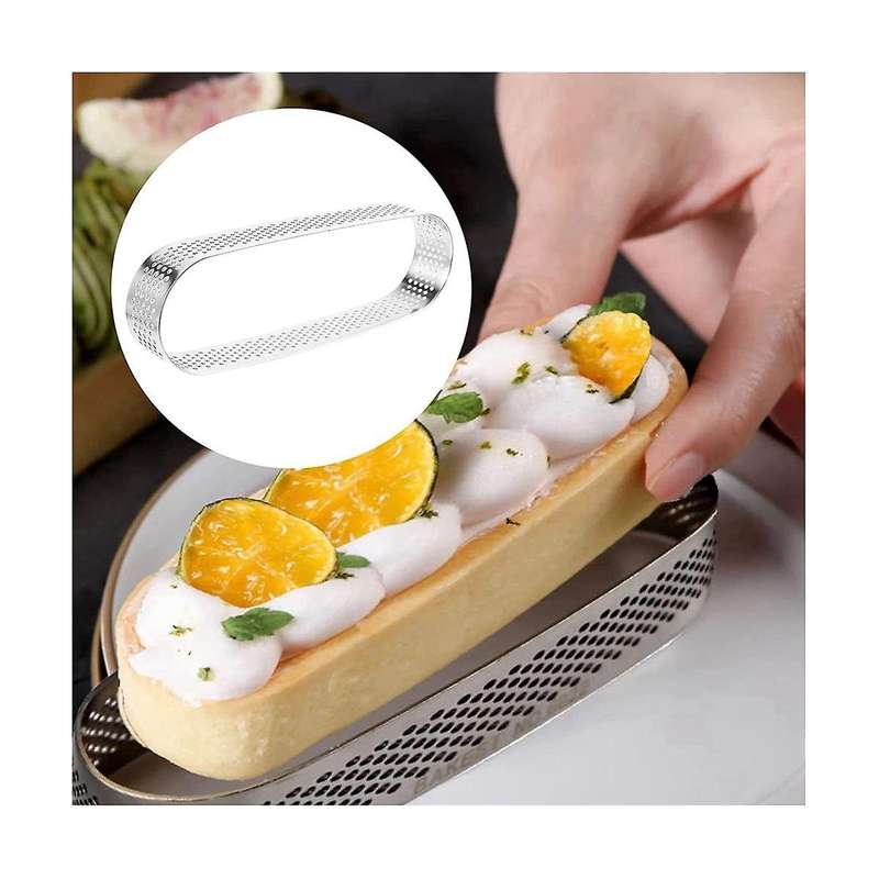 8pcs Oval Tartlet Molds,french Dessert Mousse Fruit Pie Tart Ring Quiche Cake Mold, Stainless Steel