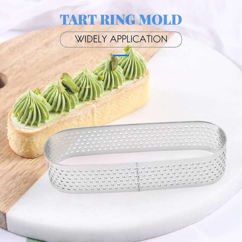 8Pcs Oval French Dessert Mousse Fruit Pie Tart Ring Quiche Cake Mold