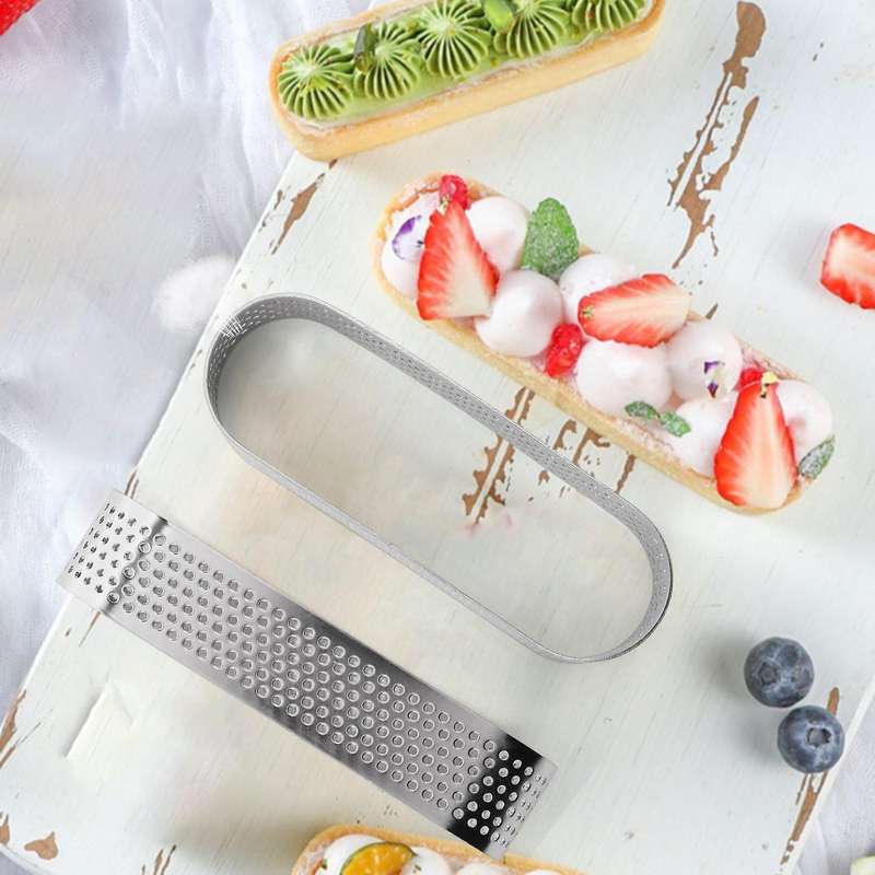 8Pcs Oval French Dessert Mousse Fruit Pie Tart Ring Quiche Cake Mold