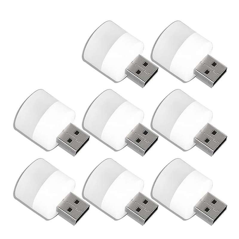 8Pcs Night USB Light Mini LED Bulb, for Bedroom, Bathroom, Nursery, Hallway, Kitchen Lights(Warm Lig