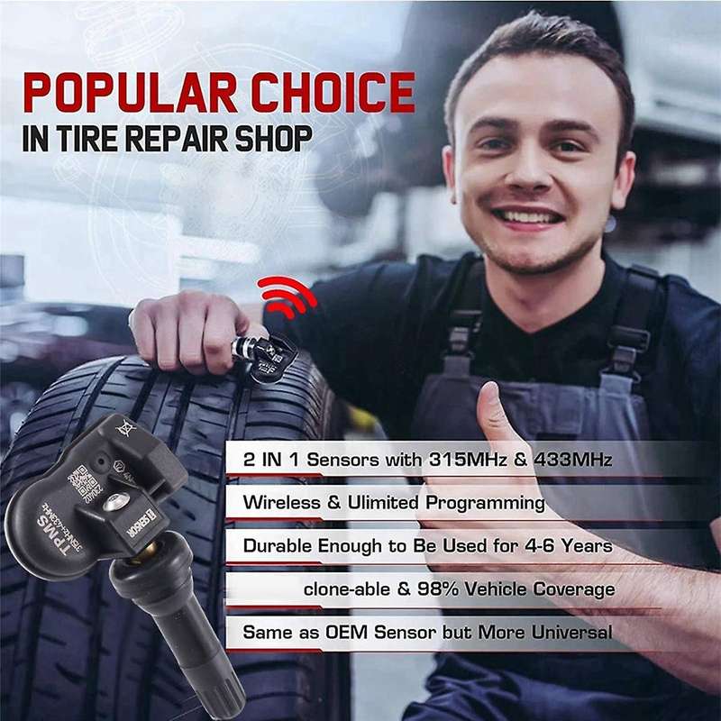 8pcs Programmable Mx Sensor 315mhz+433mhz 2 In 1 Tire Pressure Sensor Monitor System Universal Edita