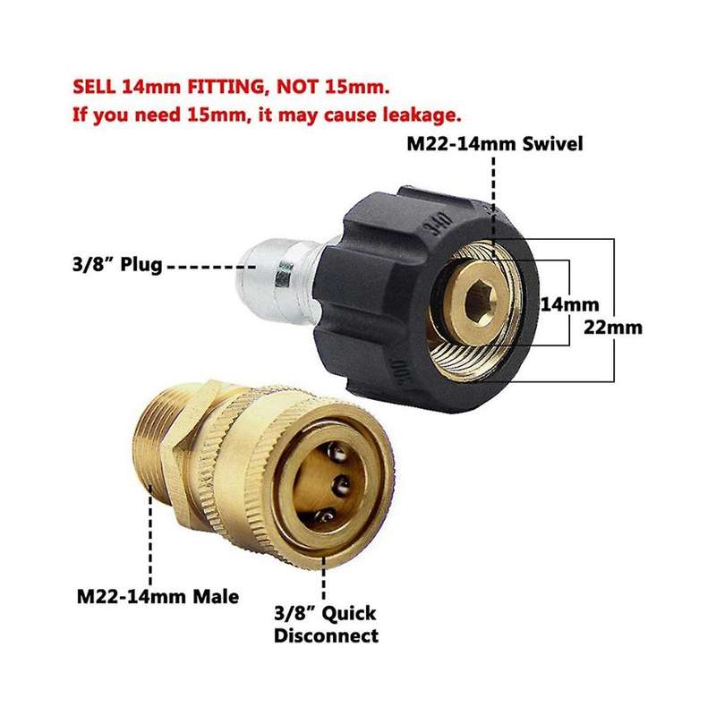 8pcs Pressure Washer Adapter Set, Quick Disconnect Kit, M22 Swivel to 3/8 Inch Quick Connect 3/4 In