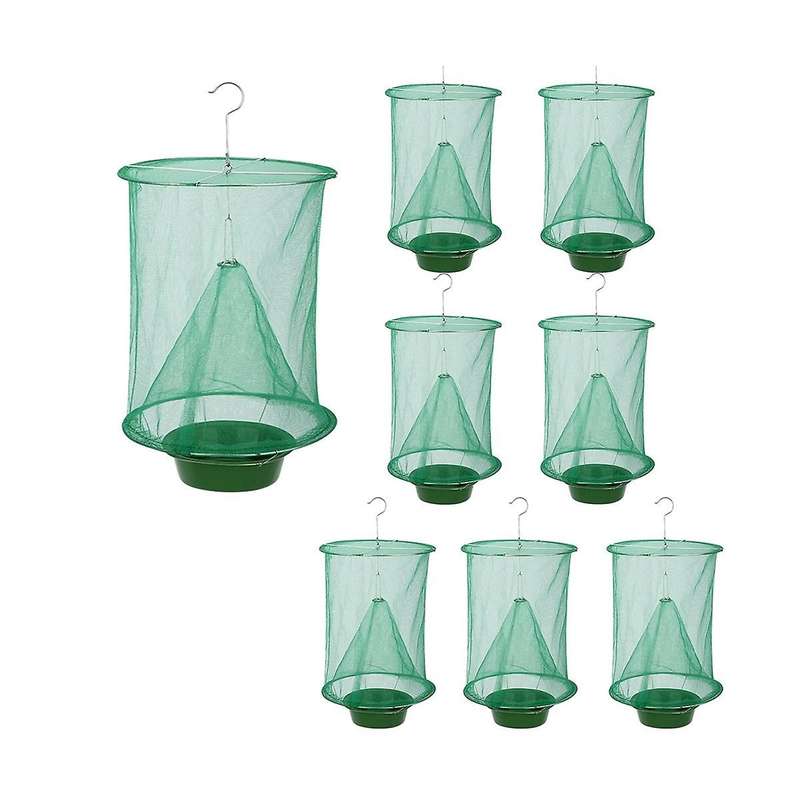 8pcs Ranch Fly Traps - Reusable Fly Traps with Bait-tray Outdoor Indoor Hanging, Stable Horse Fly Ca