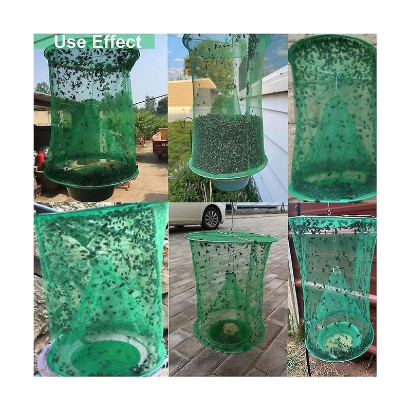 8pcs Ranch Fly Traps - Reusable Fly Traps with Bait-tray Outdoor Indoor Hanging, Stable Horse Fly Ca