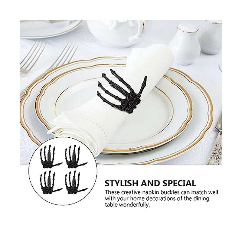 8pcs Skeleton Hand Halloween Napkin Rings Napkin Buckles Napkin Holders Halloween Party Favors Home