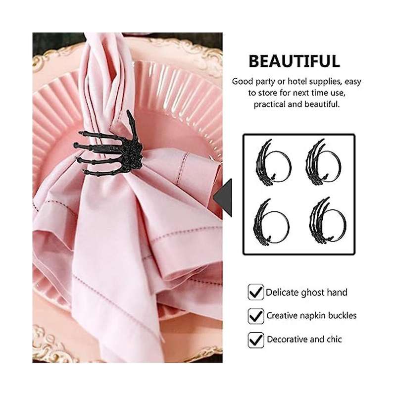 8pcs Skeleton Hand Halloween Napkin Rings Napkin Buckles Napkin Holders Halloween Party Favors Home
