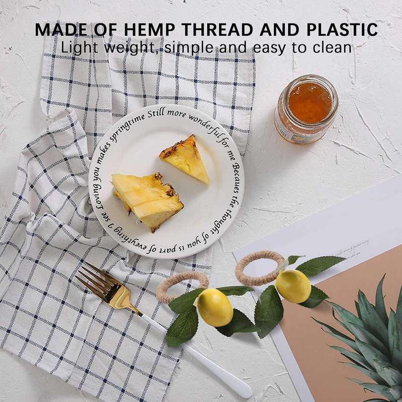 8pcs Simulation Lemon Plant Napkin Ring Fruit Meal Buckle Hotel Model Room Napkin Ring