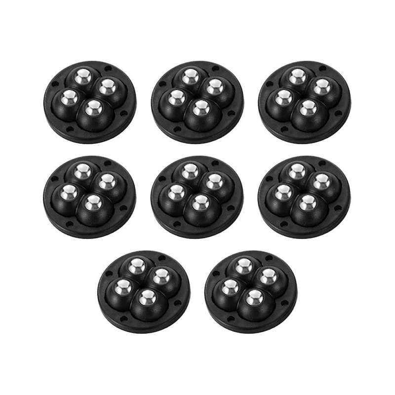 8pcs Self Adhesive Ball Universal Wheel 4 Beads Stainless Steel Pulley Base for Furniture Bedside T