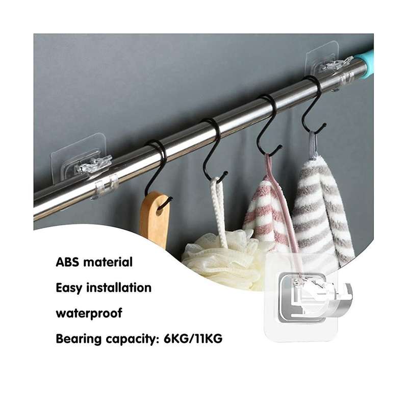 8pcs Self Adhesive Curtain Rod Bracket No Drill Curtain Rods Brackets Nail Free Adjustable Hooks St