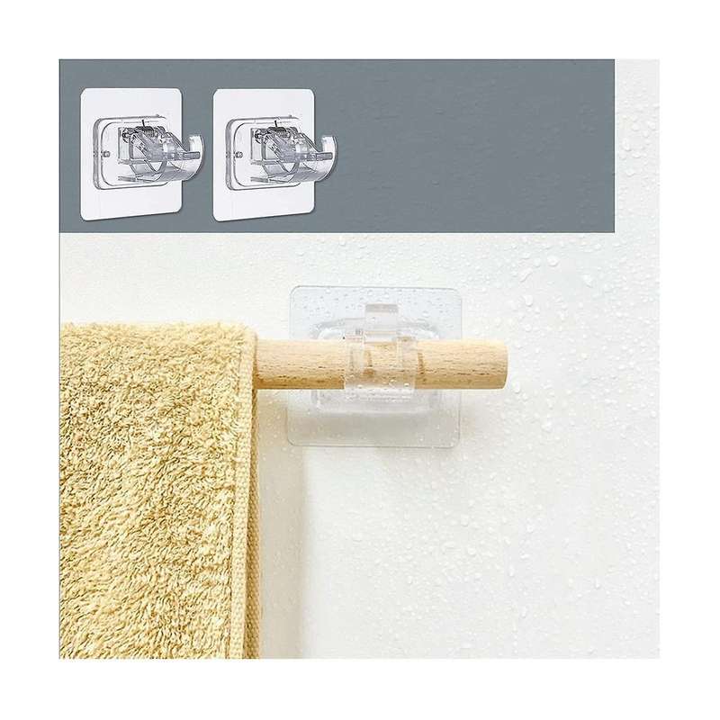 8pcs Self Adhesive Curtain Rod Bracket No Drill Curtain Rods Brackets Nail Free Adjustable Hooks St