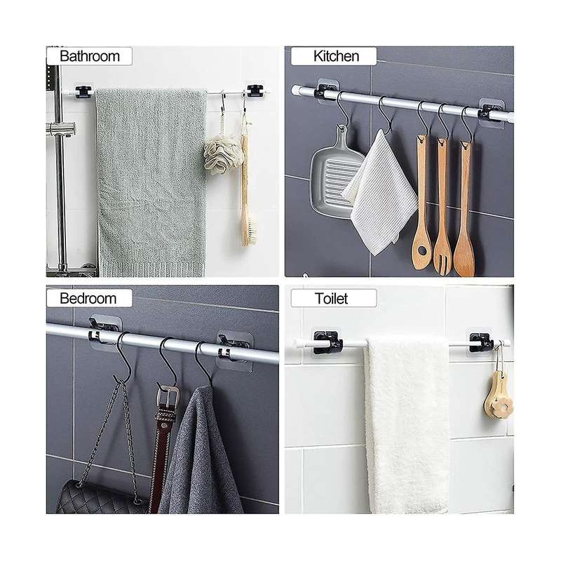 8pcs Self Adhesive Curtain Rod Bracket No Drill Curtain Rods Brackets Nail Free Adjustable Hooks St