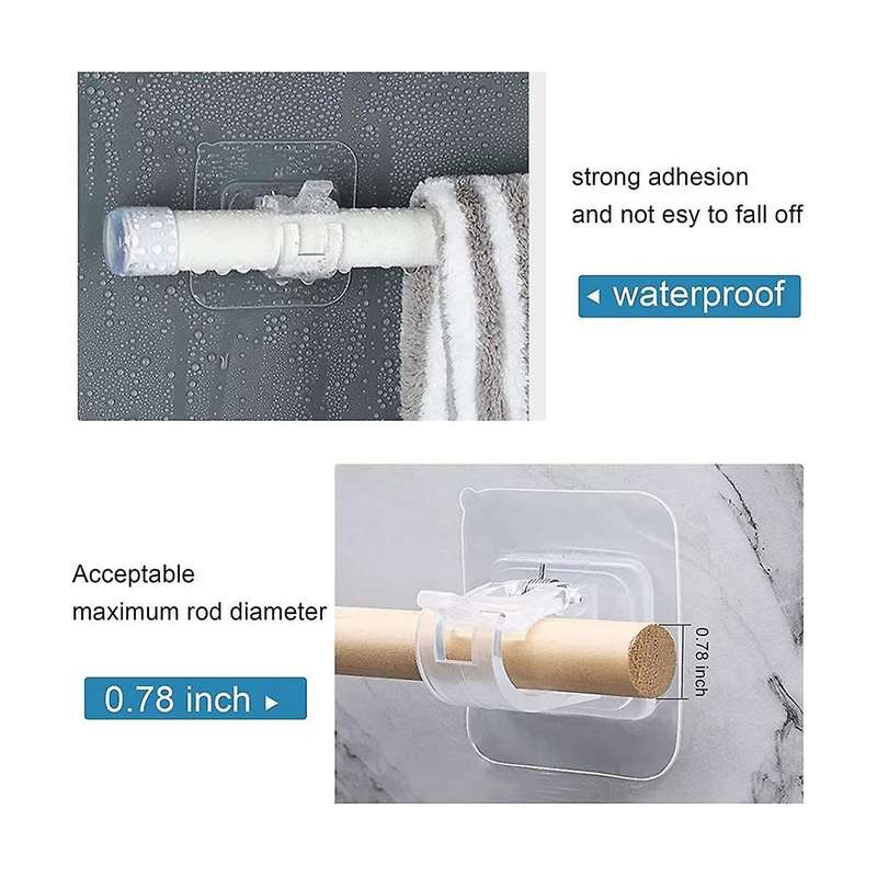 8pcs Self Adhesive Curtain Rod Bracket No Drill Curtain Rods Brackets Nail Free Adjustable Hooks St