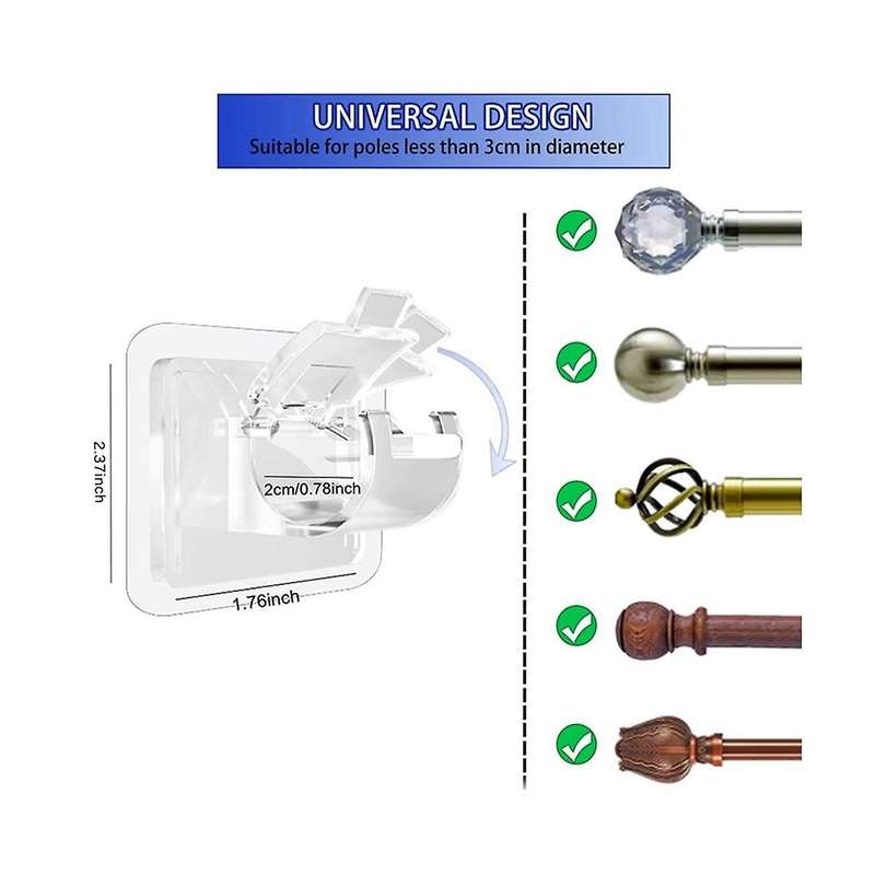 8pcs Self Adhesive Curtain Rod Bracket No Drill Curtain Rods Brackets Nail Free Adjustable Hooks St