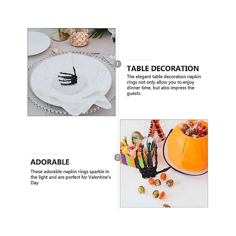 8Pcs Skeleton Hand Halloween Napkin Rings Napkin Buckles Napkin Holders Halloween Party Favors Home