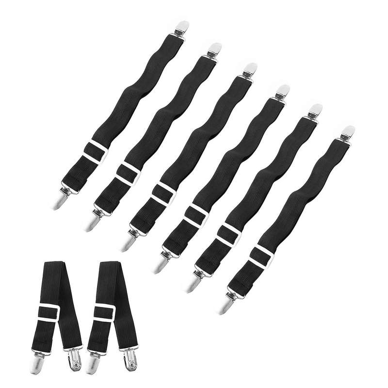 8pcs Sheet Straps Suspenders Band Adjustable Bed Corner Holder Elastic Fasteners Clips Grippers Matt
