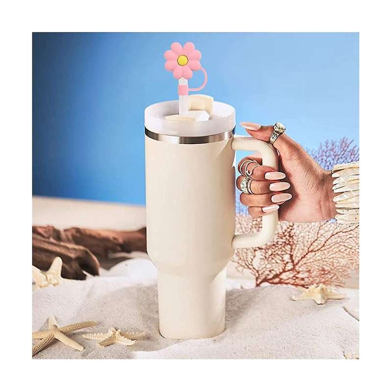 8Pcs Straw Covers Cap, Straw Topper Silicone Reusable Dust-Proof Straw Tips 6-8Mm for Drinking Stra