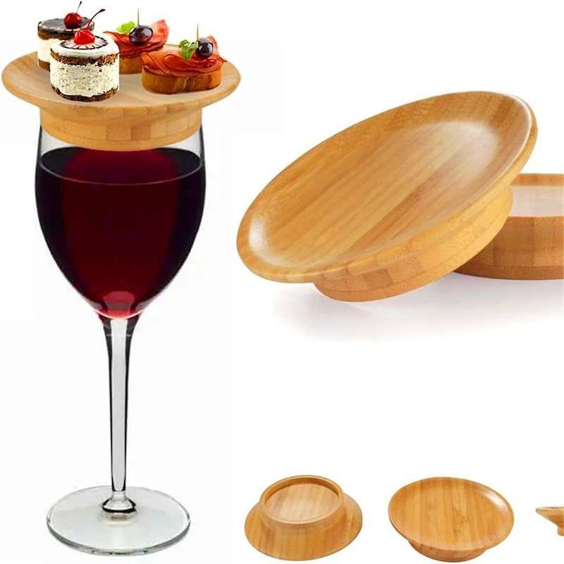 8PCS Wine Glass Charcuterie Topper Wine Glass Charcuterie Board Topper Bamboo Wine Glass Topper Coas