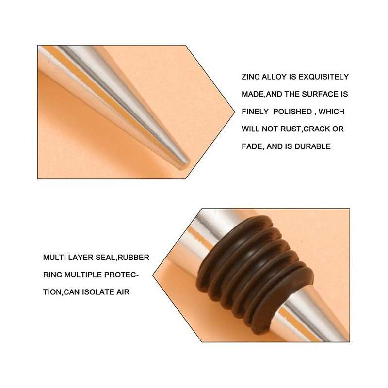 8pcs Wine Stoppers for Wine Bottles, Metal Wine Saver Beer Stopper, Reusable Wine Corks Silicone Wi
