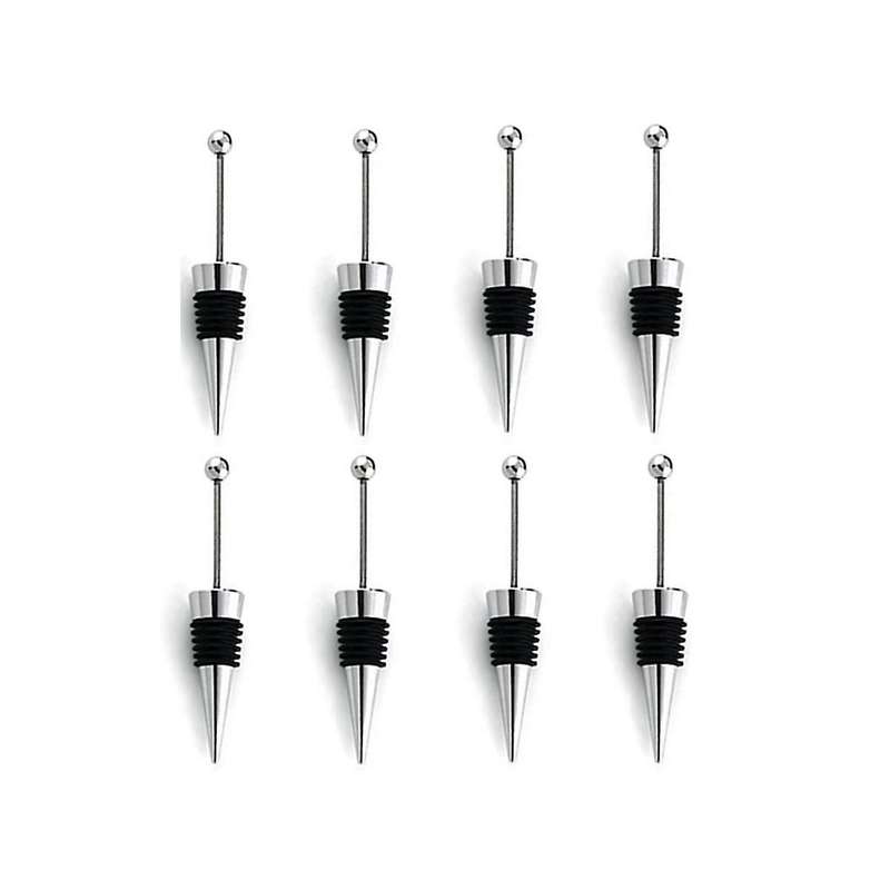 8pcs Wine Stoppers for Wine Bottles, Metal Wine Saver Beer Stopper, Reusable Wine Corks Silicone Wi