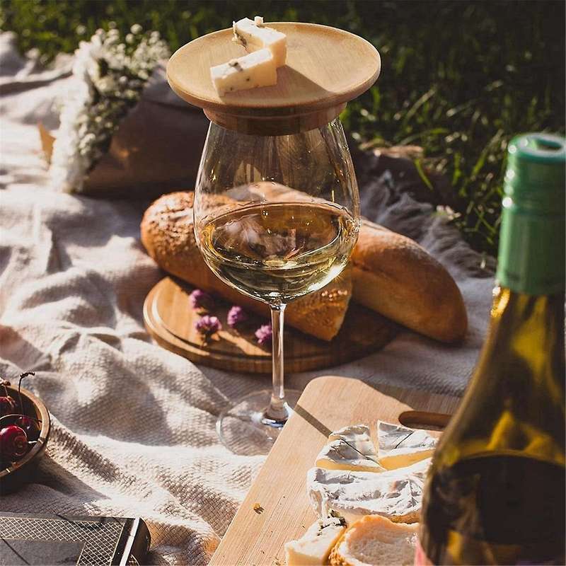 8Pcs Wine Glass Topper, 4Inch Wine Glass Charcuterie Topper Bamboo Wine Glass Topper Coasters